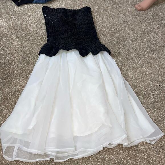 Vintage Rob Hill for Mister Jay sequined top chiffon bottom black/white SZ 7 - Picture 13 of 13